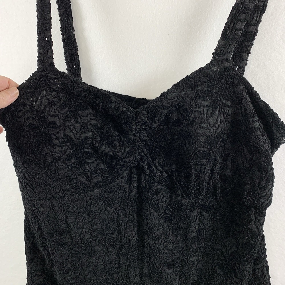 VTG Y2K Womens Whimisgoth Textured Velvet Burnout Babydoll Tank Top XL Stretch